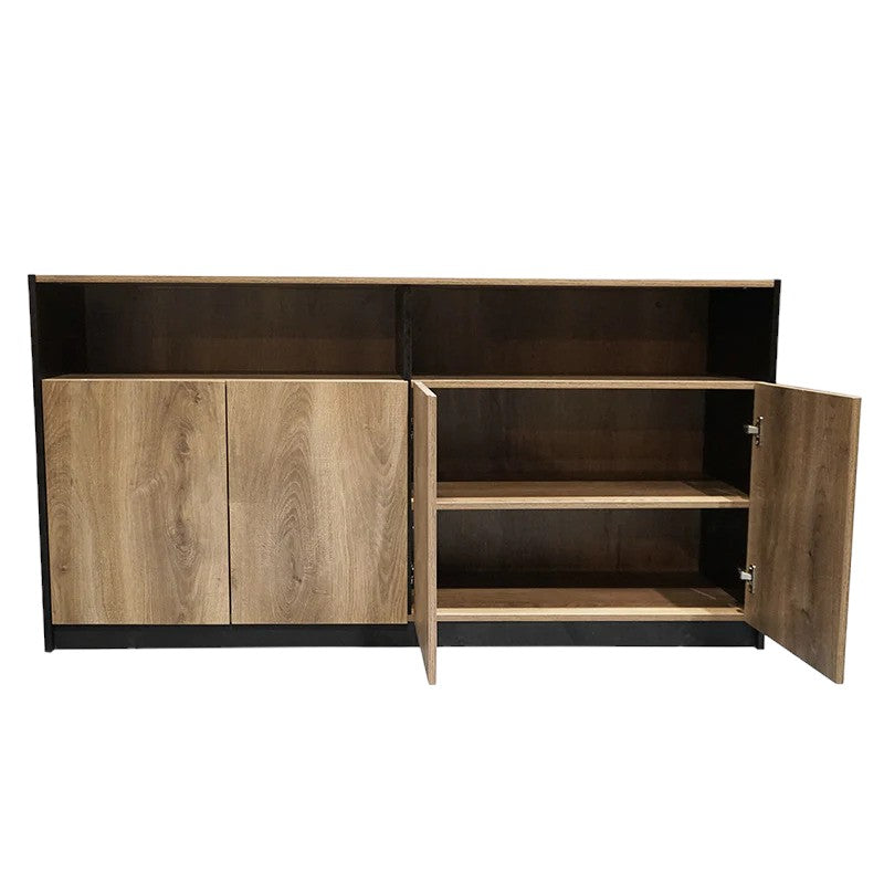 Alya 1.57m Credenza Cabinet - Warm Oak & Black