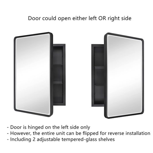 TEHOME Farmhouse Recessed Metal Bathroom Medicine Cabinets with Mirror