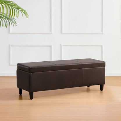 50.3 x 17.50 x 18 Upholstered Rectangular Storage Ottoman-Faux Leather