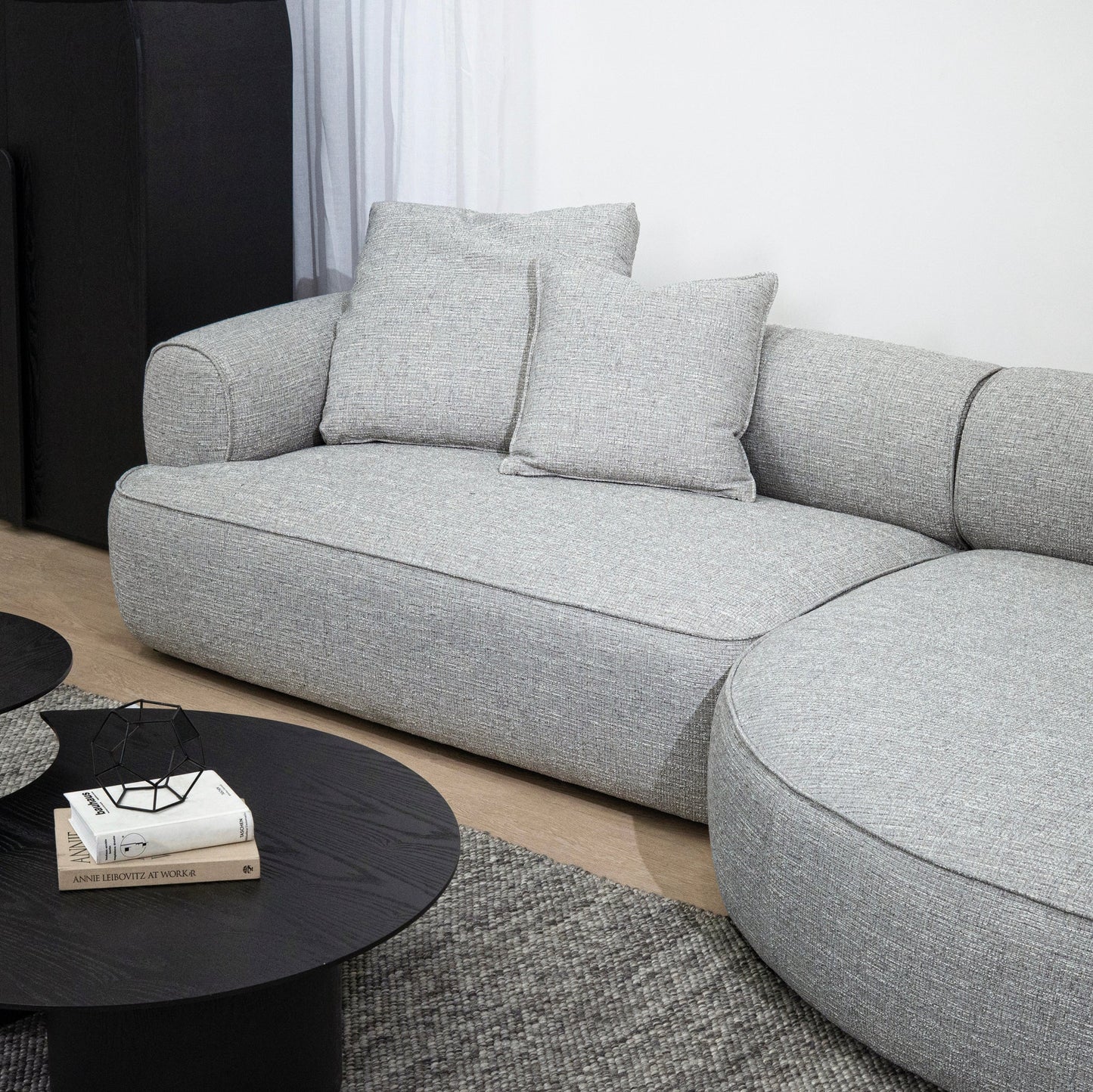 Carina Right Chaise Sofa - Chrome Grey