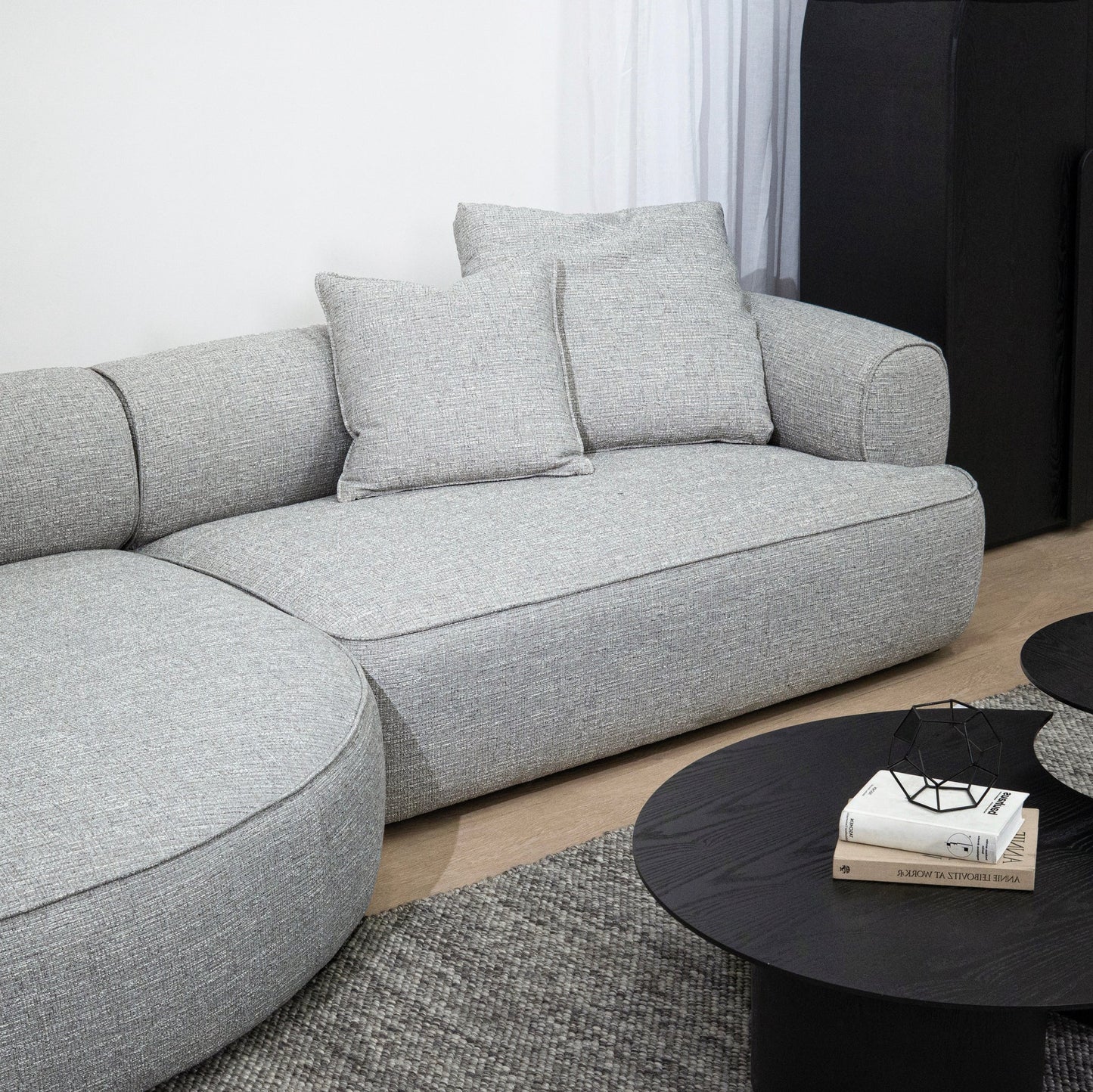 Carina Left Chaise Sofa - Chrome Grey