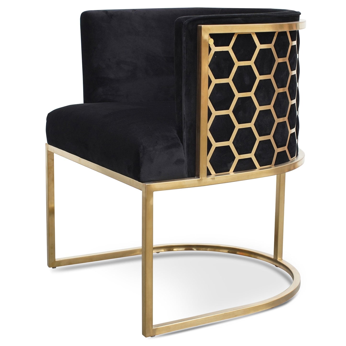 Carma Black Velvet Lounge Chair - Brushed Gold