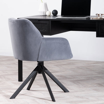Collier Visitor Chair - Dark Grey Velvet with Black Legs
