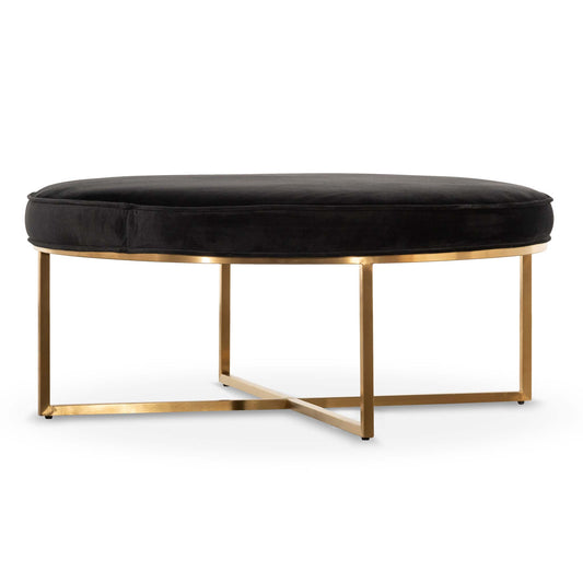 Bianka 100cmx46cm Ottoman - Black Velvet