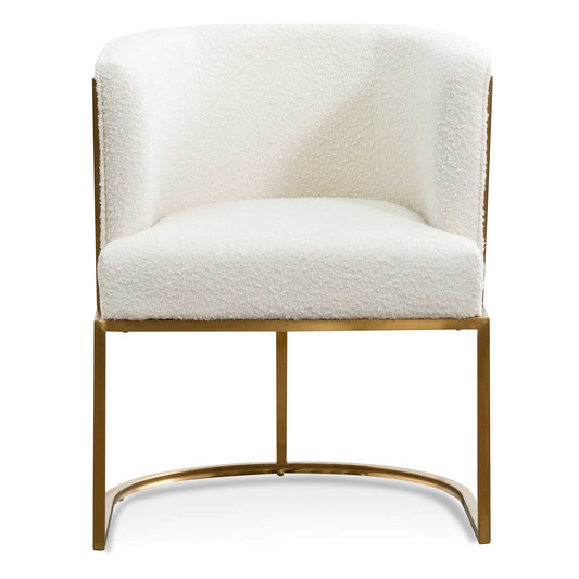 Carma Daisy White Boucle Lounge Chair - Brushed Gold