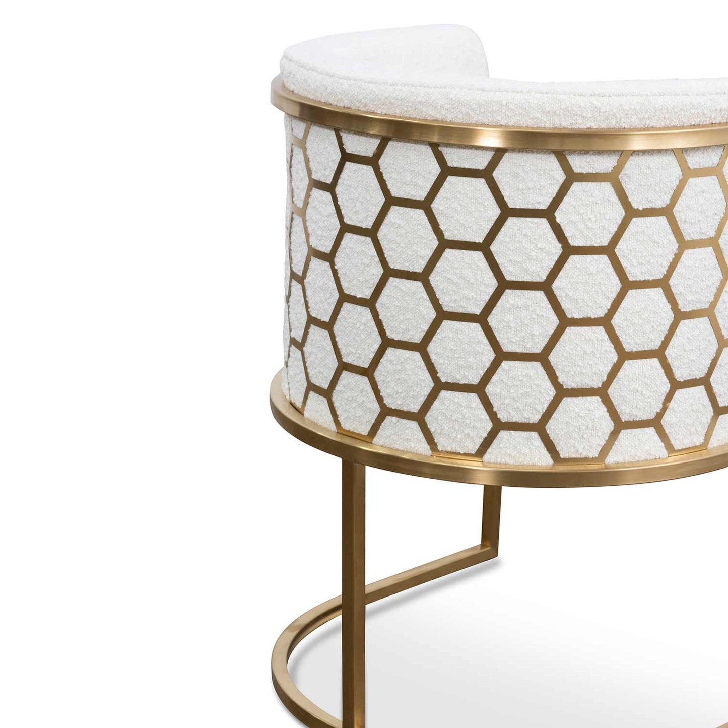 Carma Daisy White Boucle Lounge Chair - Brushed Gold