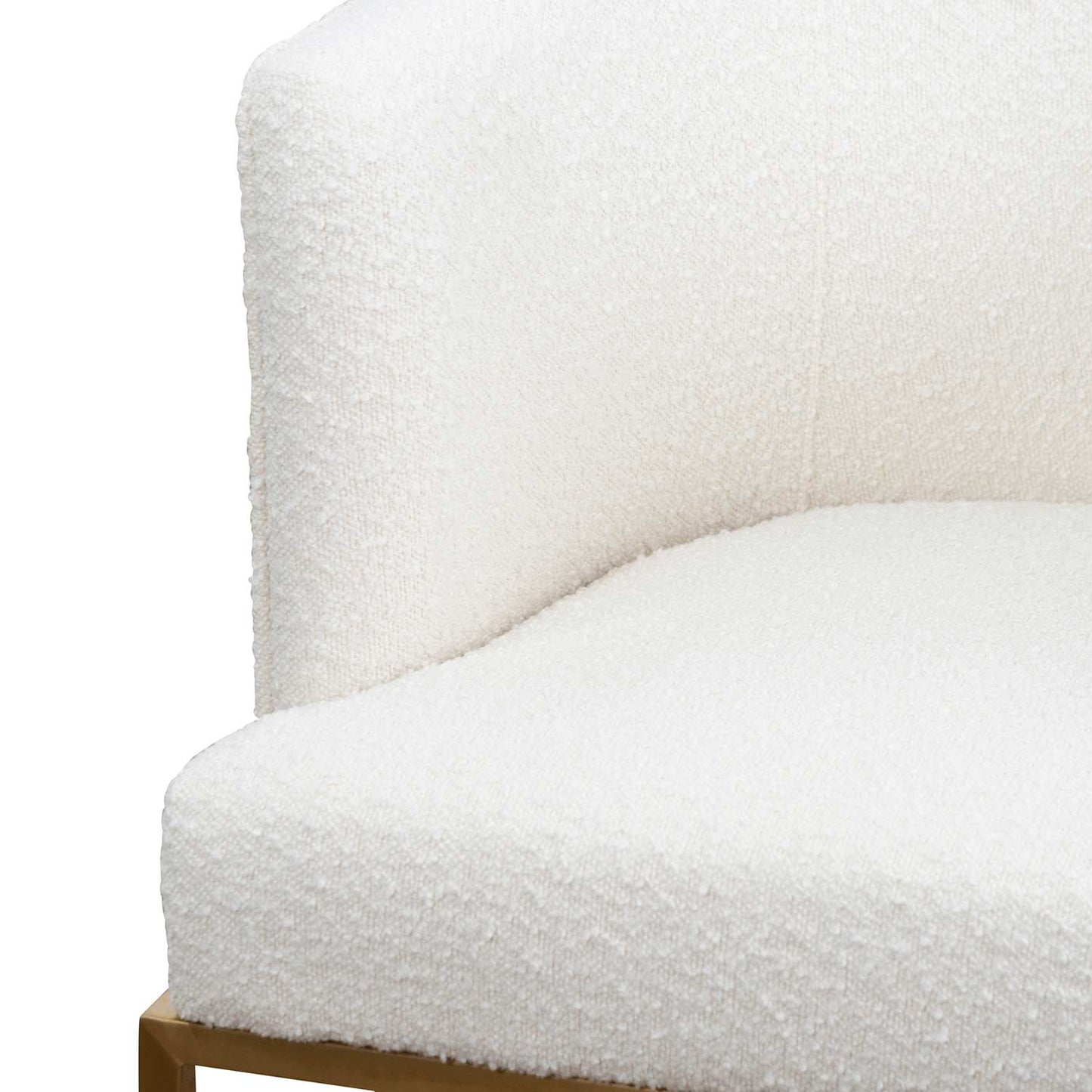 Carma Daisy White Boucle Lounge Chair - Brushed Gold