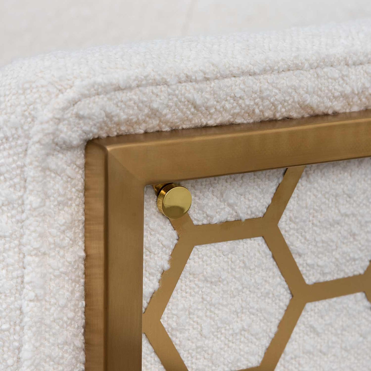 Carma Daisy White Boucle Lounge Chair - Brushed Gold