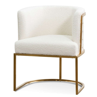 Carma Daisy White Boucle Lounge Chair - Brushed Gold