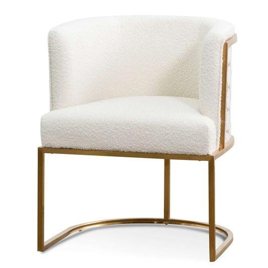 Carma Daisy White Boucle Lounge Chair - Brushed Gold