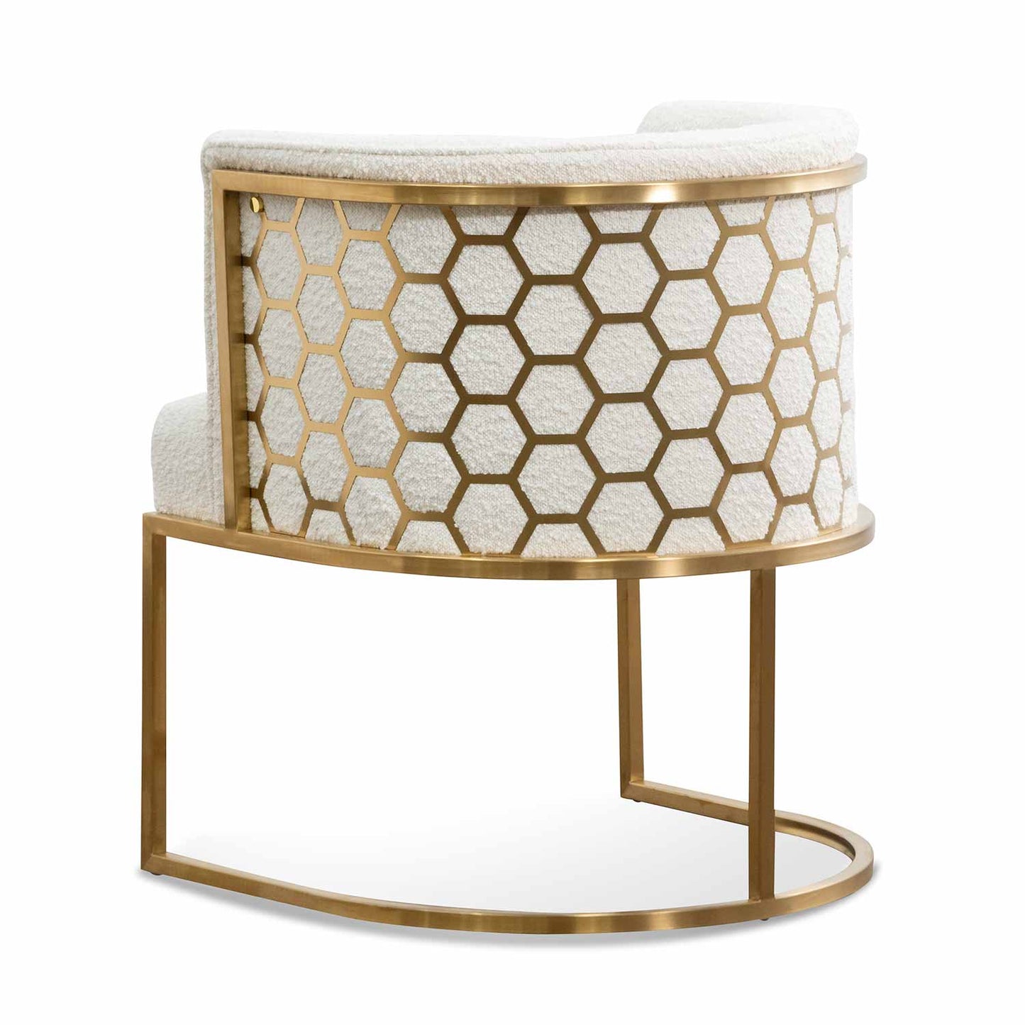 Carma Daisy White Boucle Lounge Chair - Brushed Gold