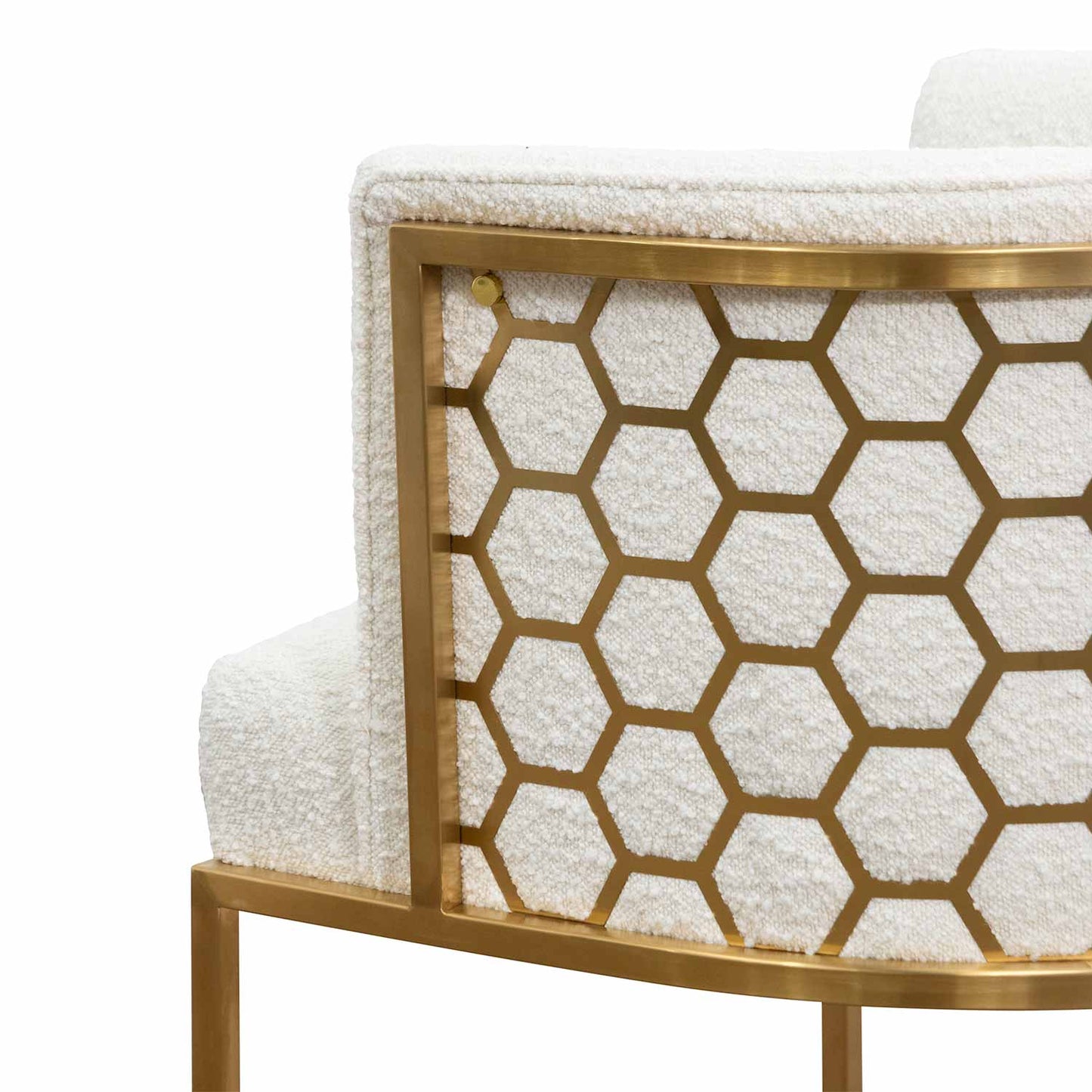 Carma Daisy White Boucle Lounge Chair - Brushed Gold