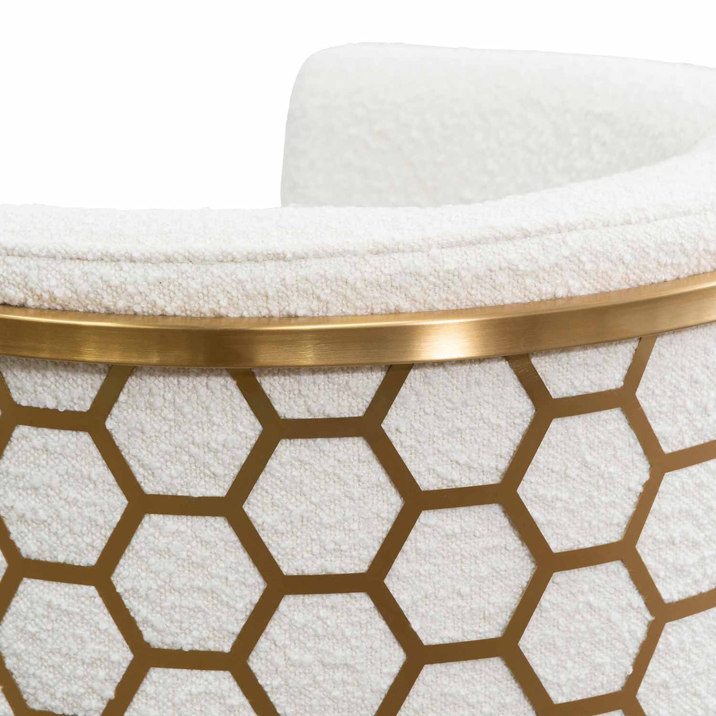 Carma Daisy White Boucle Lounge Chair - Brushed Gold