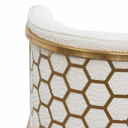 Carma Daisy White Boucle Lounge Chair - Brushed Gold