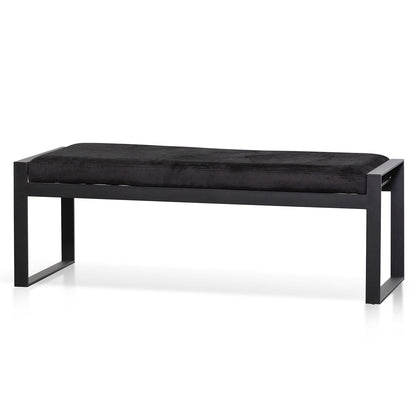 Carson Black Velvet Ottoman - Black Base
