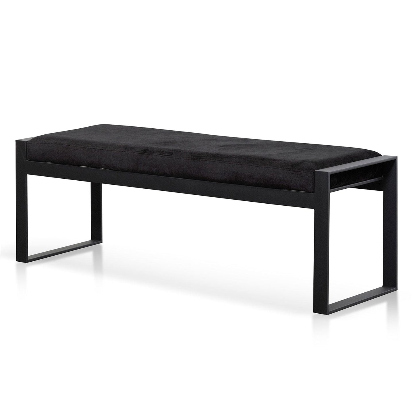 Carson Black Velvet Ottoman - Black Base