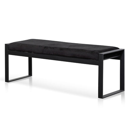 Carson Black Velvet Ottoman - Black Base