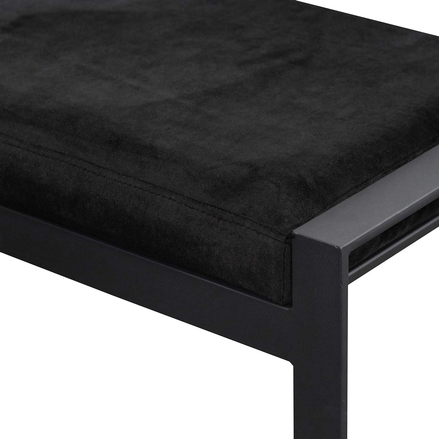 Carson Black Velvet Ottoman - Black Base