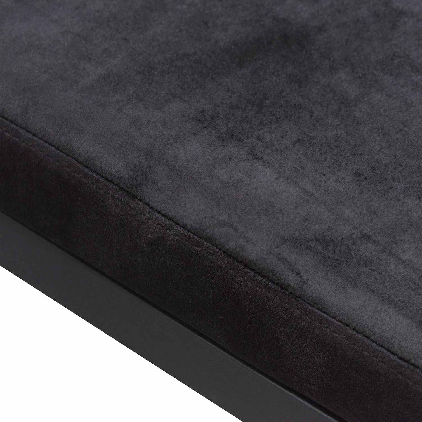 Carson Black Velvet Ottoman - Black Base