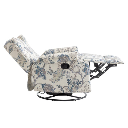 29'' W Pattern Swivel Glider Manual Push Back Recliner Chair Set of 2