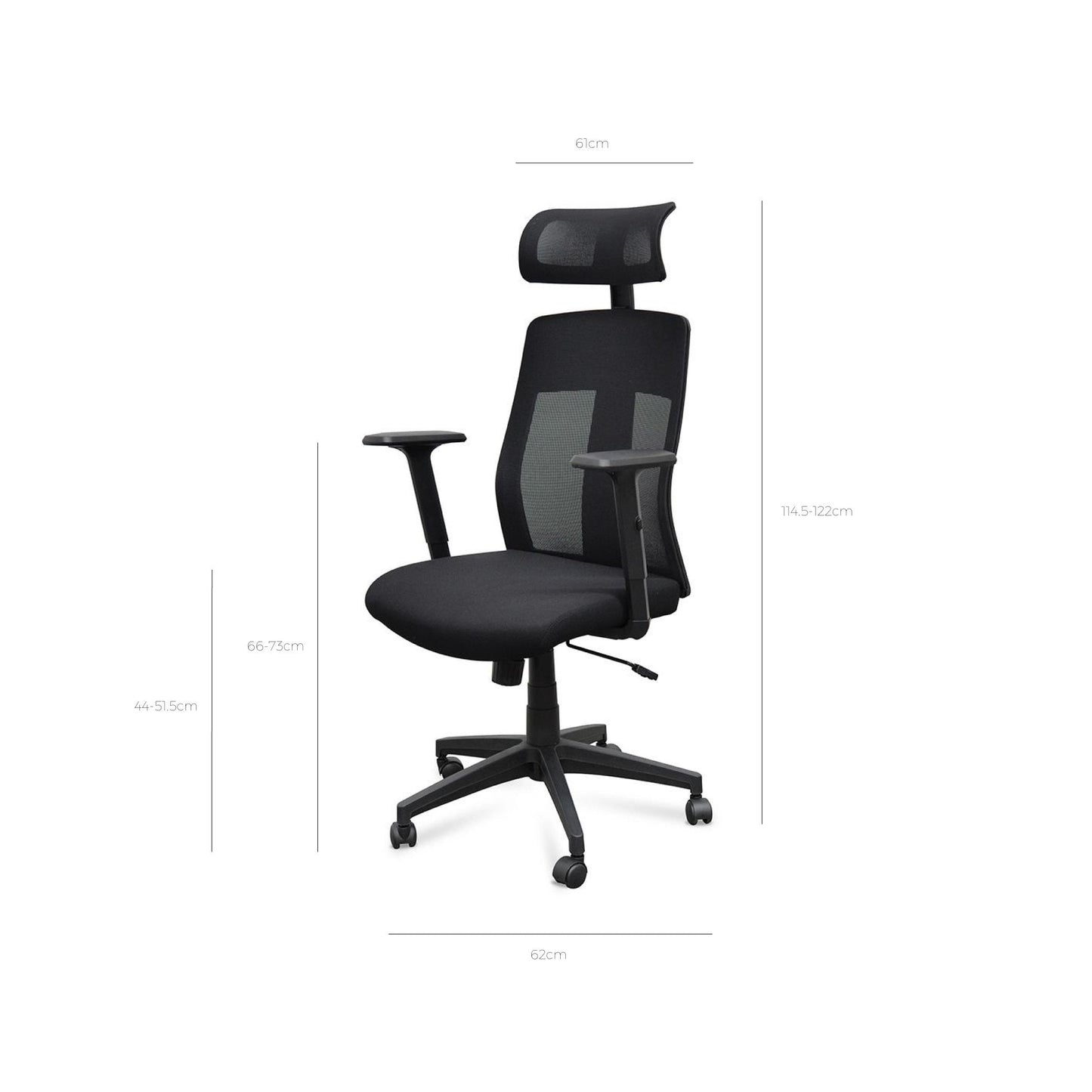 Benson Mesh Fabric Office Chair With Head Rest - Black