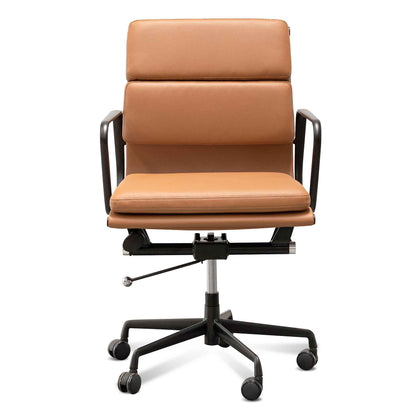 Ashton Low Back Office Chair - Saddle Tan in Black Frame