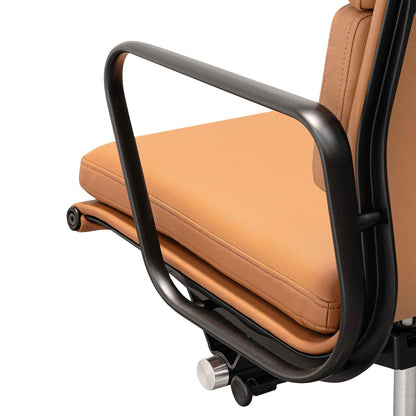Ashton Low Back Office Chair - Saddle Tan in Black Frame