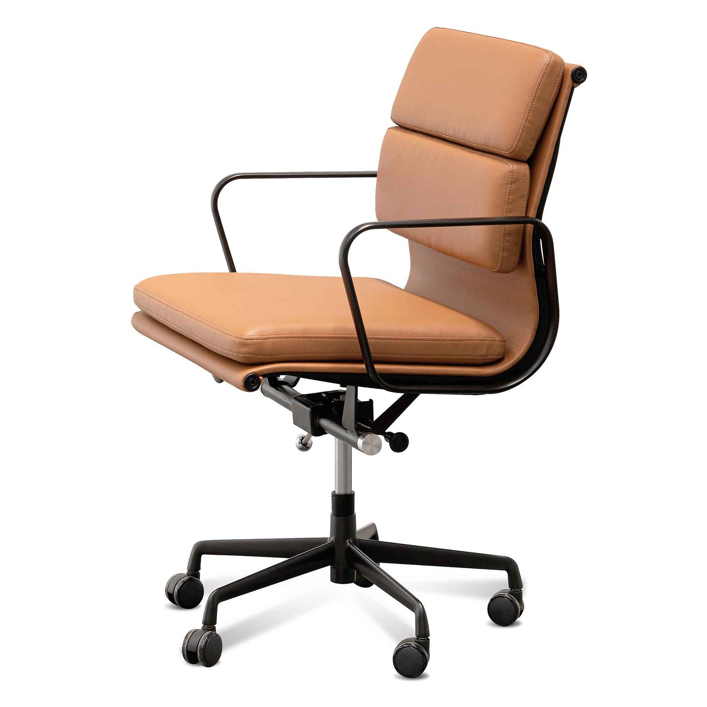 Ashton Low Back Office Chair - Saddle Tan in Black Frame
