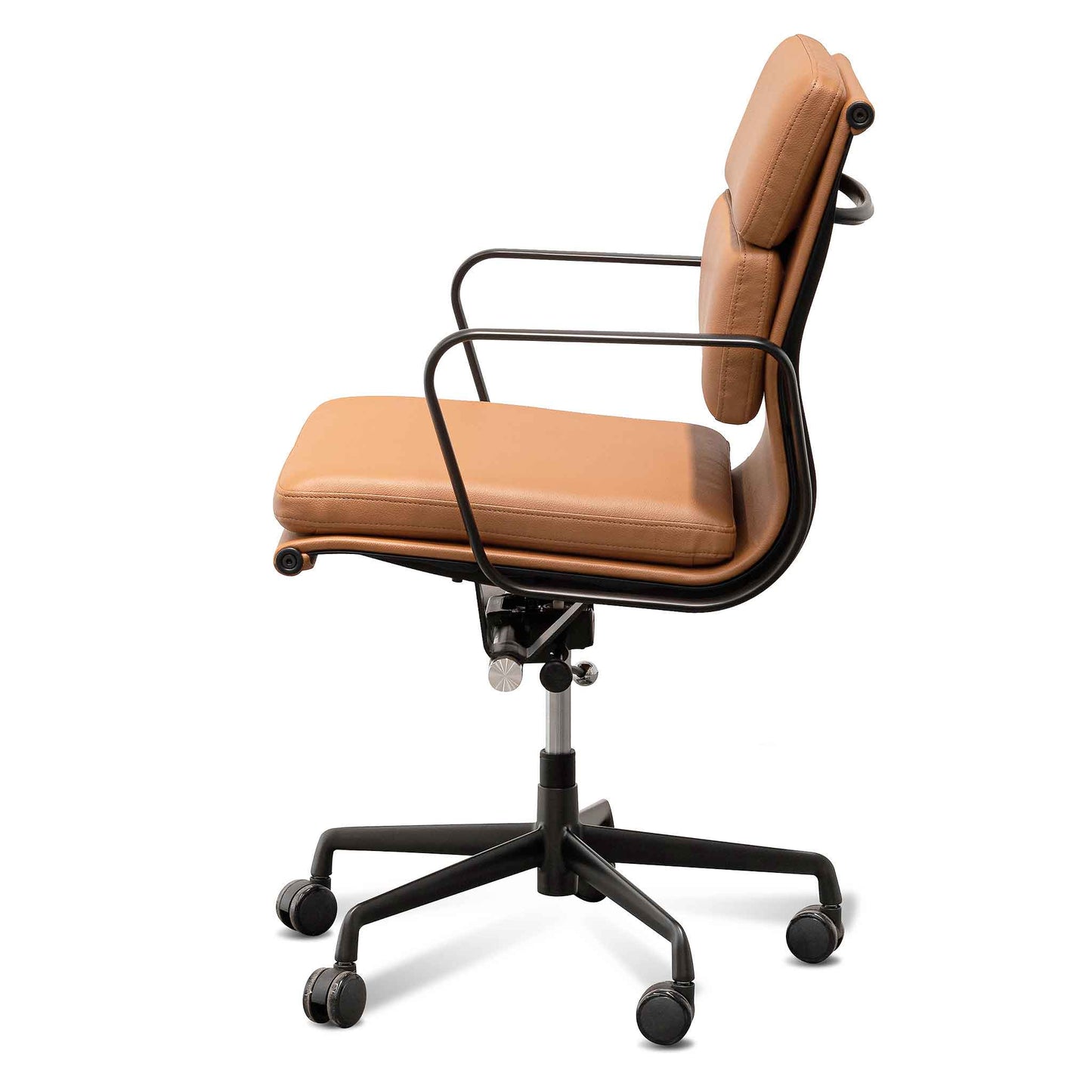 Ashton Low Back Office Chair - Saddle Tan in Black Frame