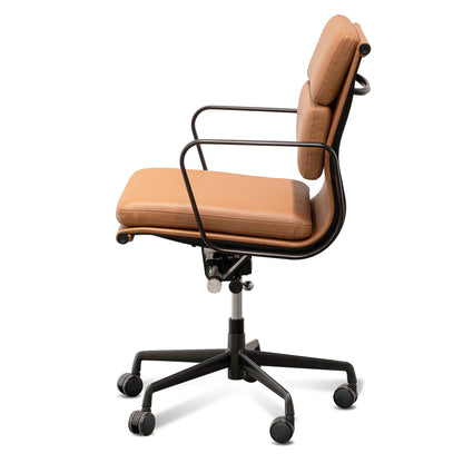 Ashton Low Back Office Chair - Saddle Tan in Black Frame
