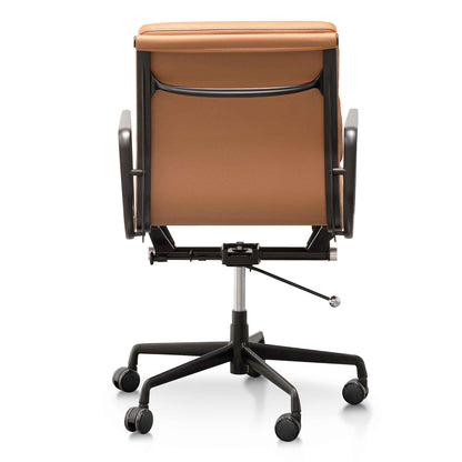 Ashton Low Back Office Chair - Saddle Tan in Black Frame