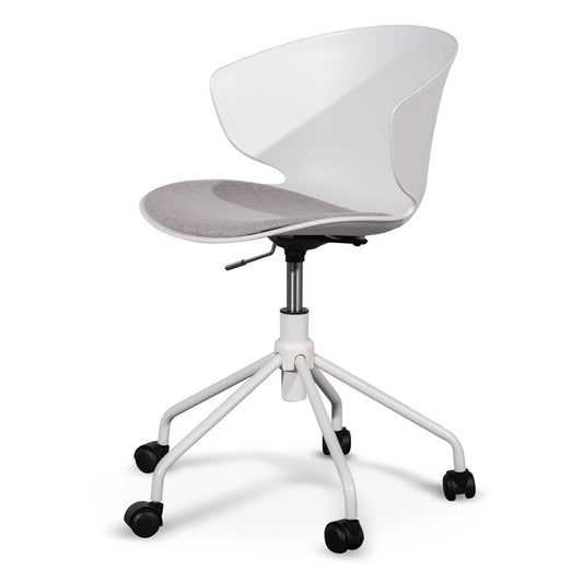 Betrillo White Office Chair - Light Grey Seat