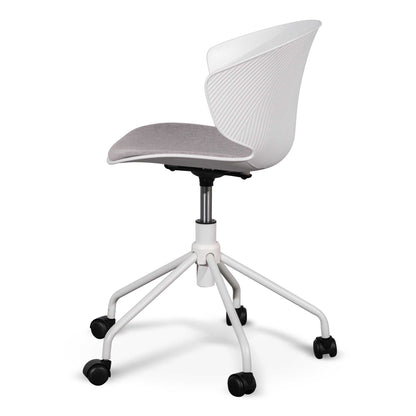 Betrillo White Office Chair - Light Grey Seat