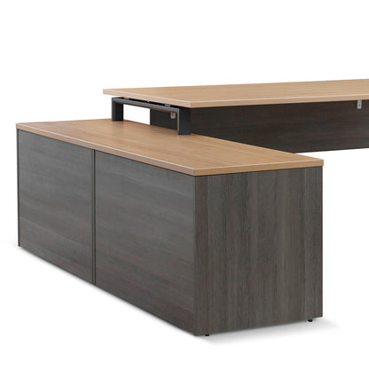 Cuevas 2.2m Left Return Office Desk - Black with Natural Top