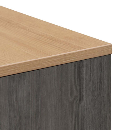 Cuevas 2.2m Left Return Office Desk - Black with Natural Top