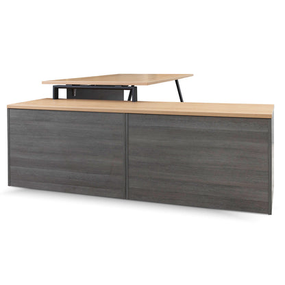 Cuevas 2.2m Left Return Office Desk - Black with Natural Top
