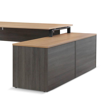 Cuevas 2.2m Right Return Office Desk - Black with Natural Top