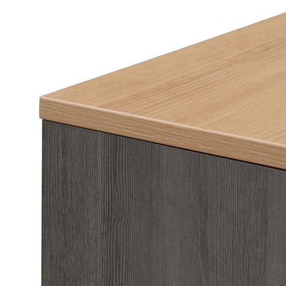 Cuevas 2.2m Right Return Office Desk - Black with Natural Top