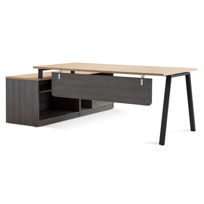 Cuevas 2.2m Right Return Office Desk - Black with Natural Top