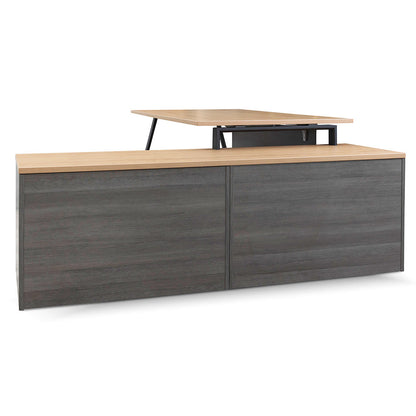 Cuevas 2.2m Right Return Office Desk - Black with Natural Top