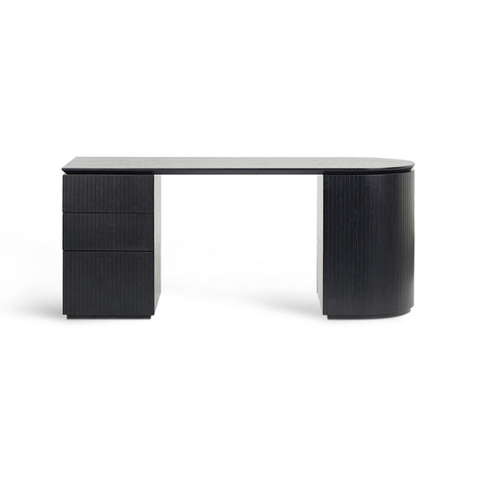Albina 1.77m Left Drawer Office Desk - Black Oak