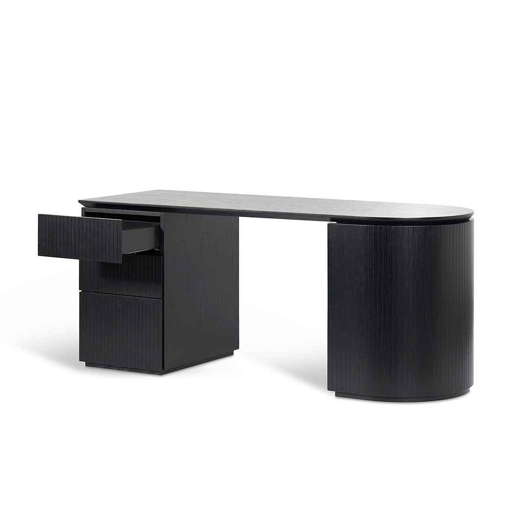 Albina 1.77m Left Drawer Office Desk - Black Oak