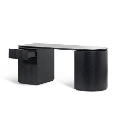 Albina 1.77m Left Drawer Office Desk - Black Oak