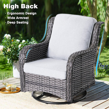 OVIOS 8-piece Patio Wicker Furniture Swivel Chair Set