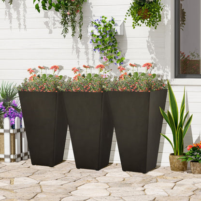 Outsunny 28 Tall Plastic Flower Pot, Set of 3, Large Outdoor & Indoor Plastic Garden Planters, for Entryway, Patio, Yard