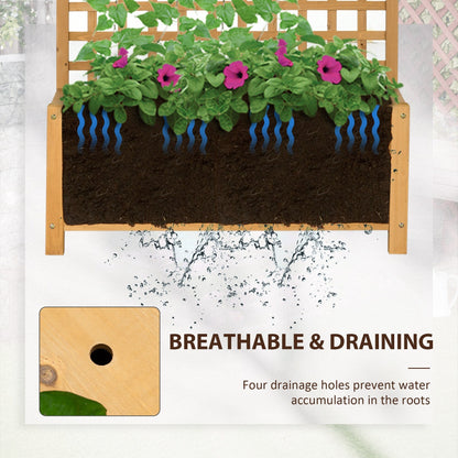 Outsunny Wood Planter with Trellis, Raised Garden Bed for Climbing Plants w/ Drainage Holes and Roof