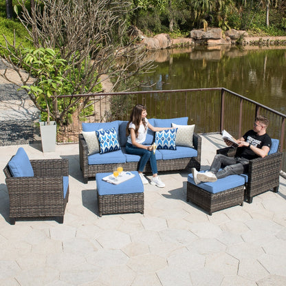 OVIOS 5-piece Patio Furniture Wicker Outdoor High-back Seating Set
