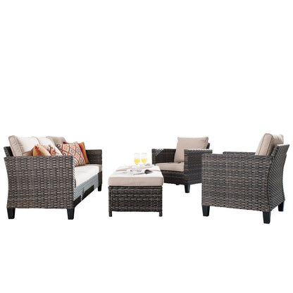 OVIOS 5-piece Patio Furniture Wicker Outdoor High-back Seating Set