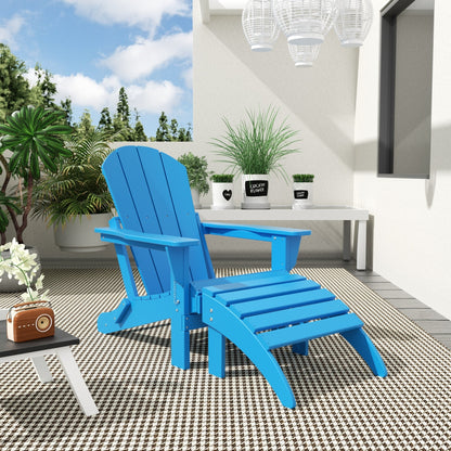 Polytrends Laguna Hdpe All Weather Outdoor Patio Foldable Adirondack Chair With Ottoman (2-Piece Set)