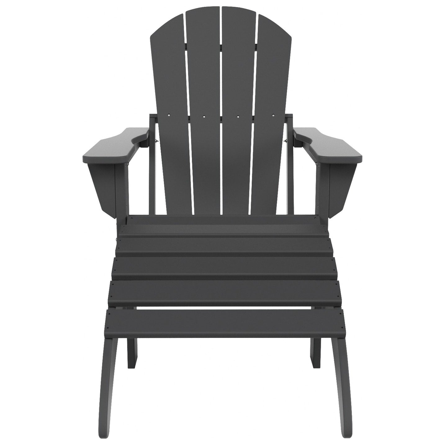 Polytrends Laguna Hdpe All Weather Outdoor Patio Foldable Adirondack Chair With Ottoman (2-Piece Set)